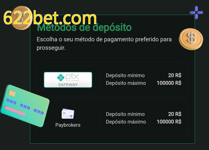 O cassino 622bet.combet oferece uma grande variedade de métodos de pagamento